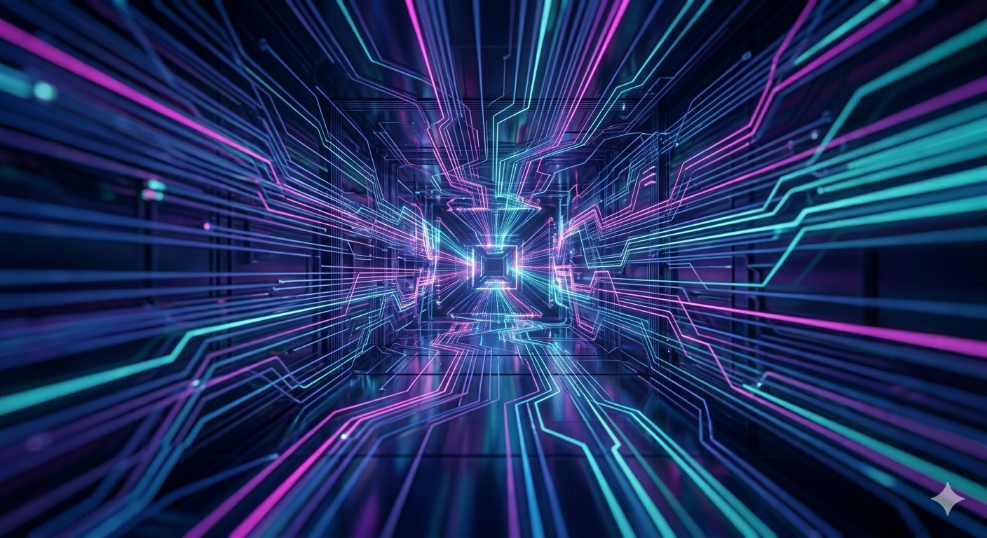 Futuristic Digital Neon Light Lines