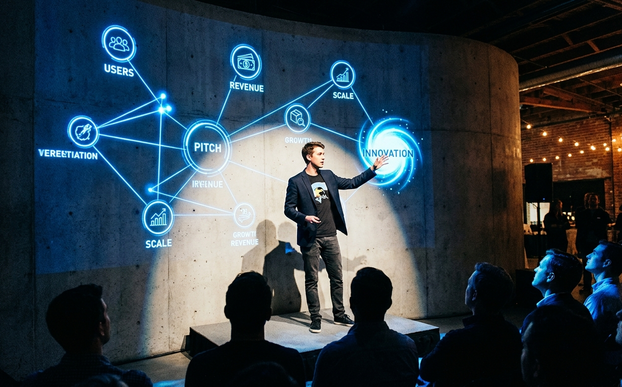 Startup Founder Pitching Idea