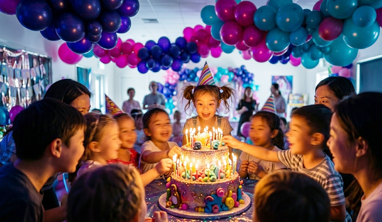 Birthday Party Celebration Balloons Cake