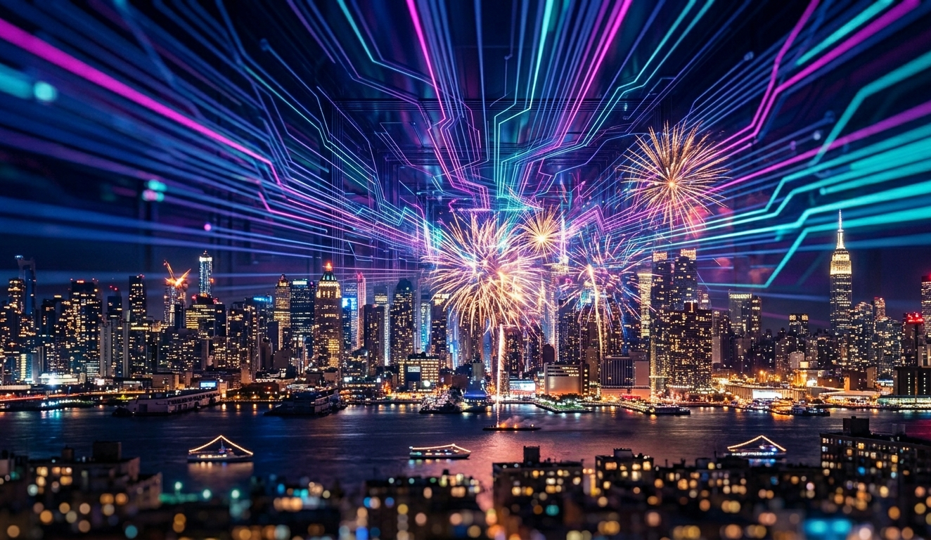 New Year Fireworks City Celebration