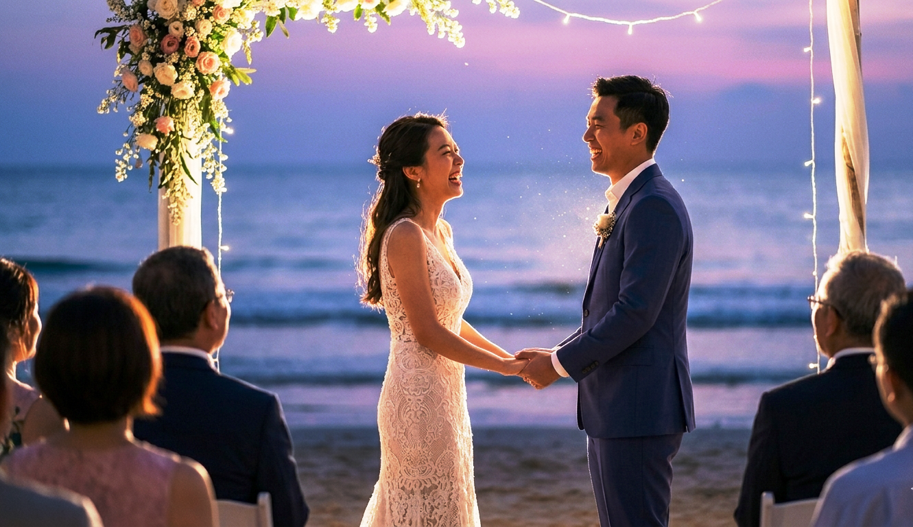 Wedding Couple Romantic Ceremony Outdoor