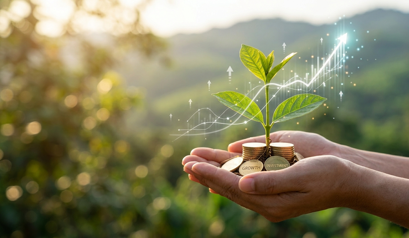 Investment Growth Hand Plant Coin