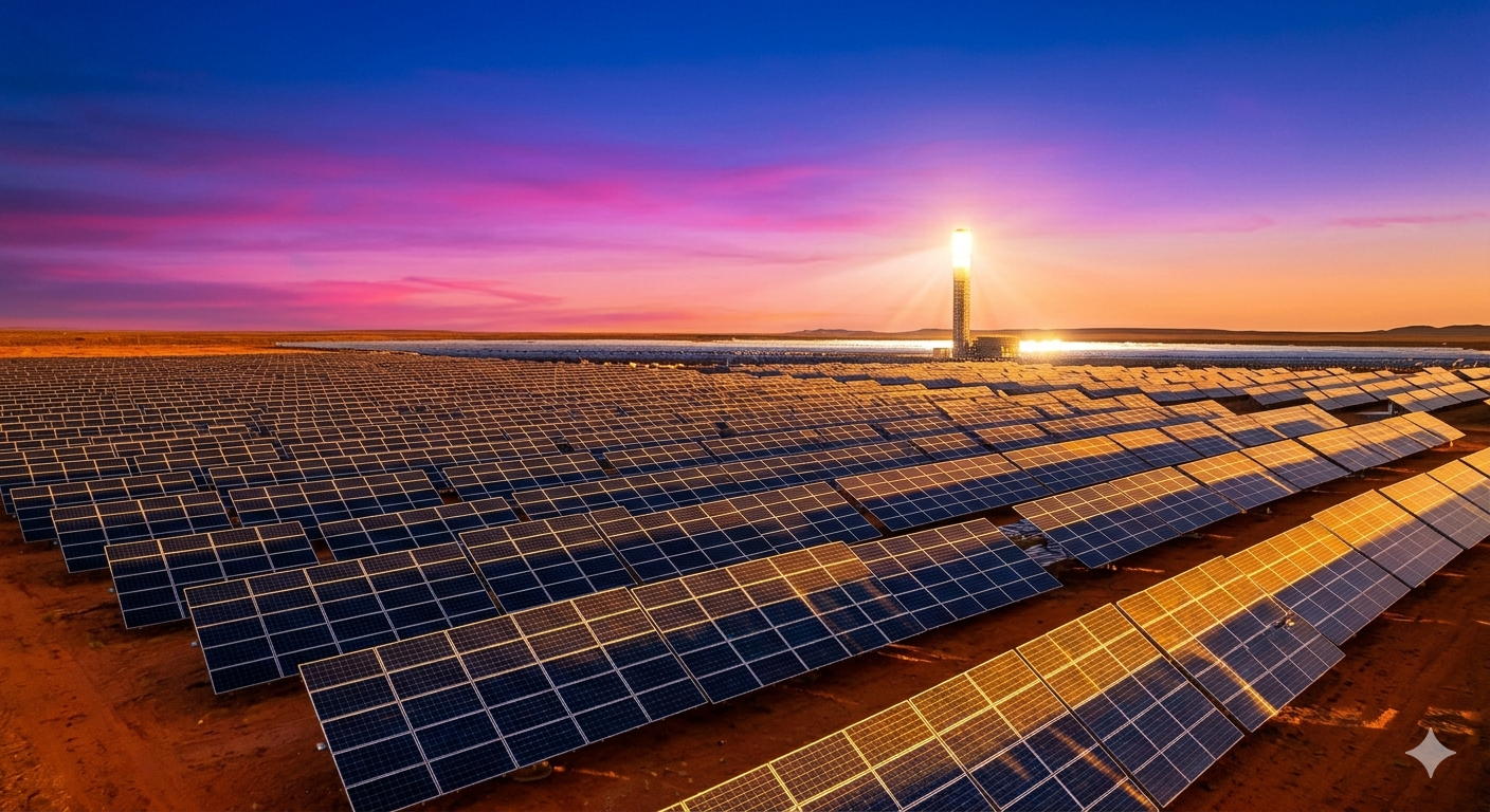 Solar Energy Panels Sunset Power