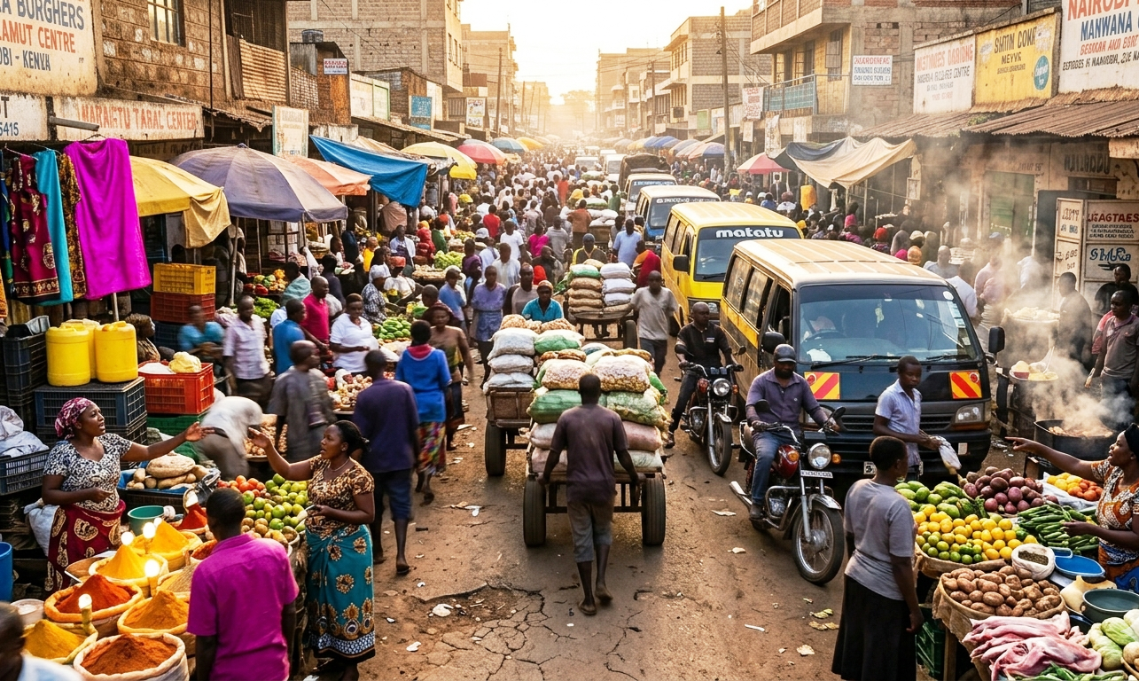 African Chaotic City Market