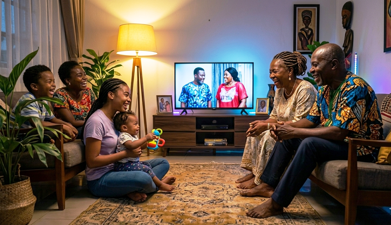 African Family Living Room Happy Moment