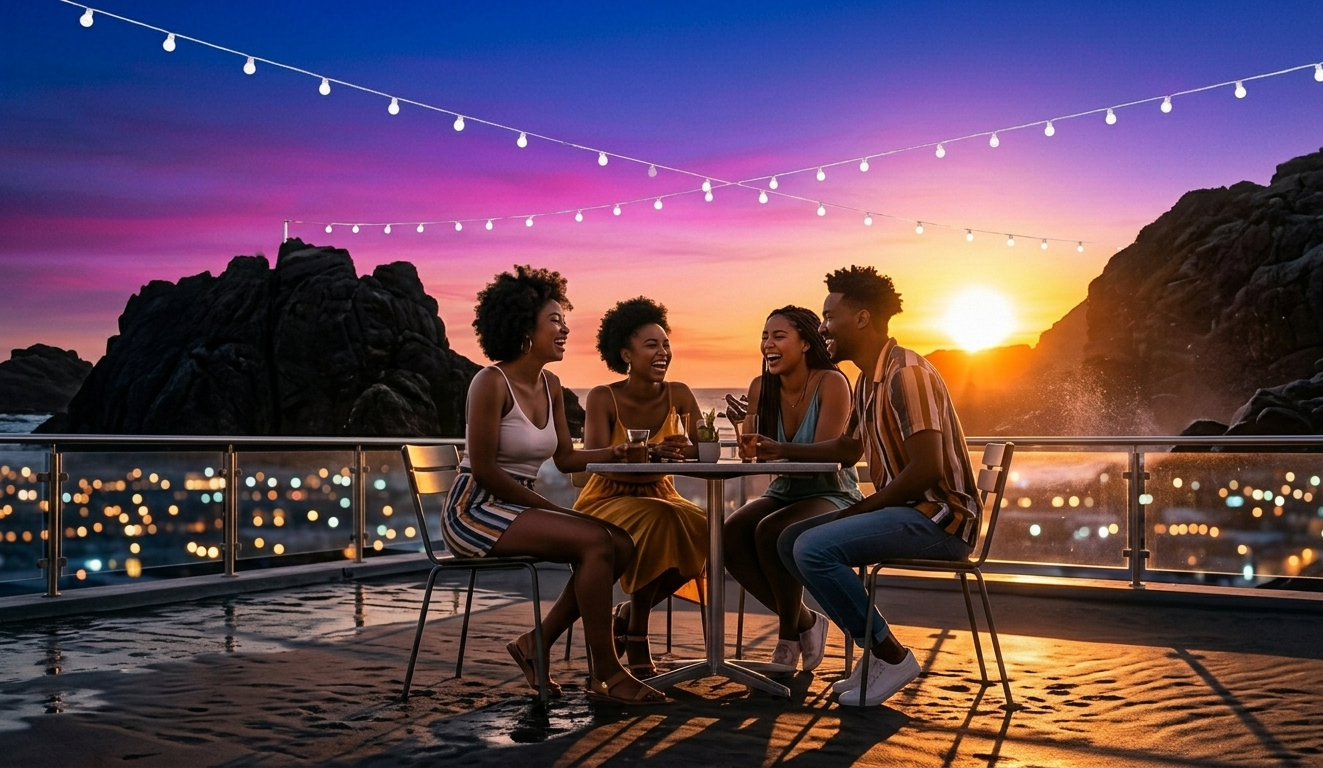 African Friends Social Lifestyle Outdoor Chat