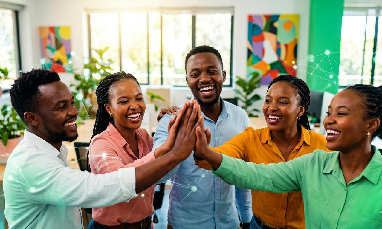 Diverse Team Happy Workplace Smiling