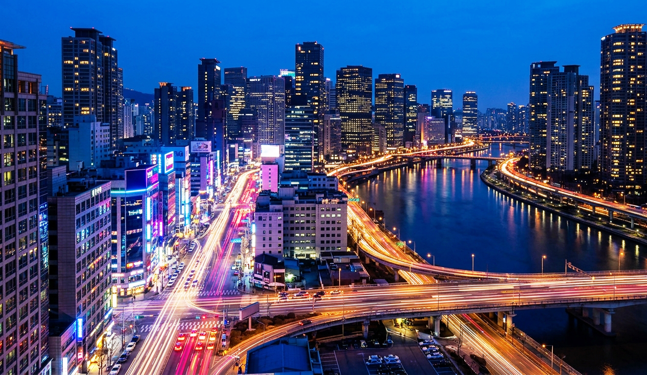 City Night Lights Urban Skyline