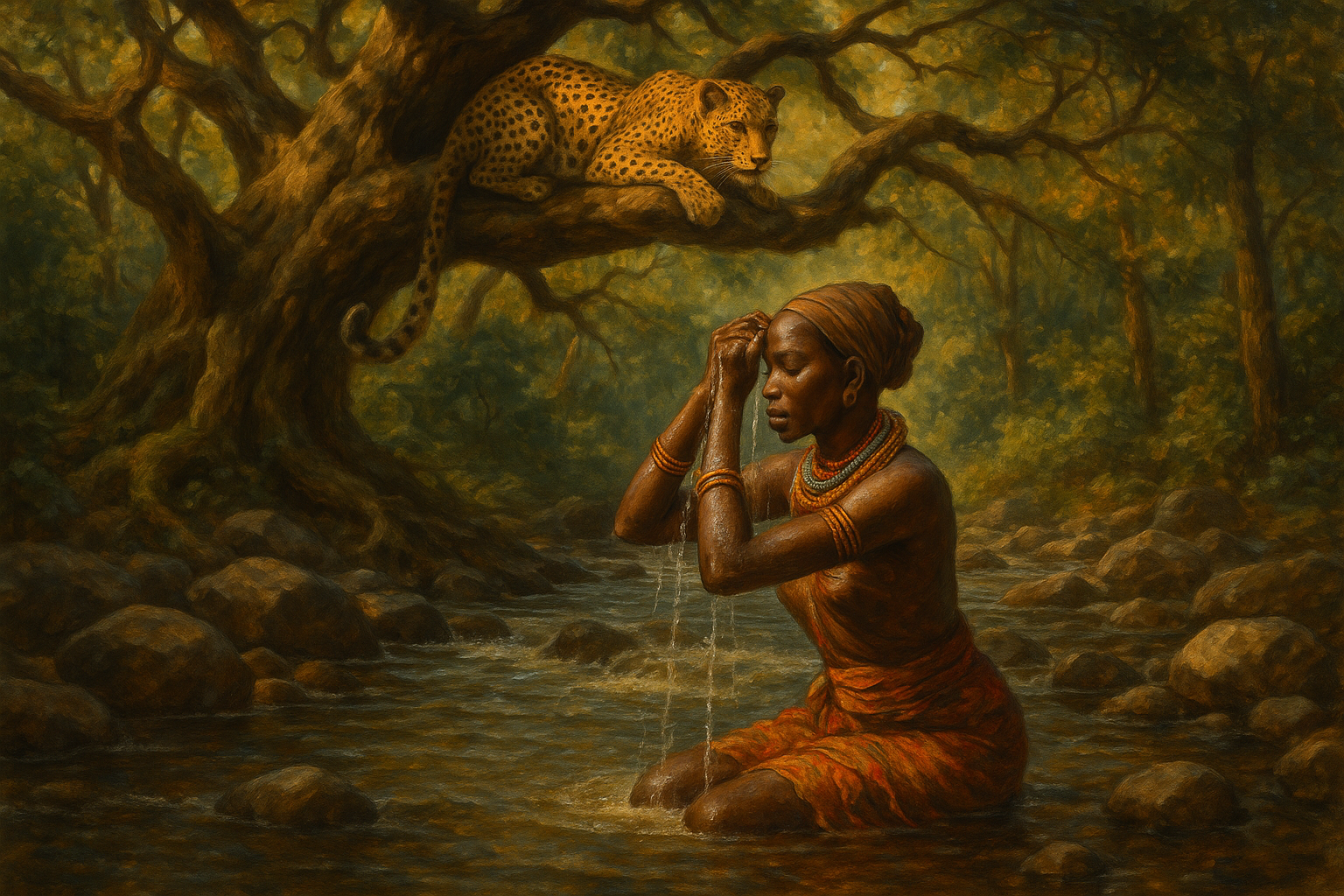 African Lady Bathing