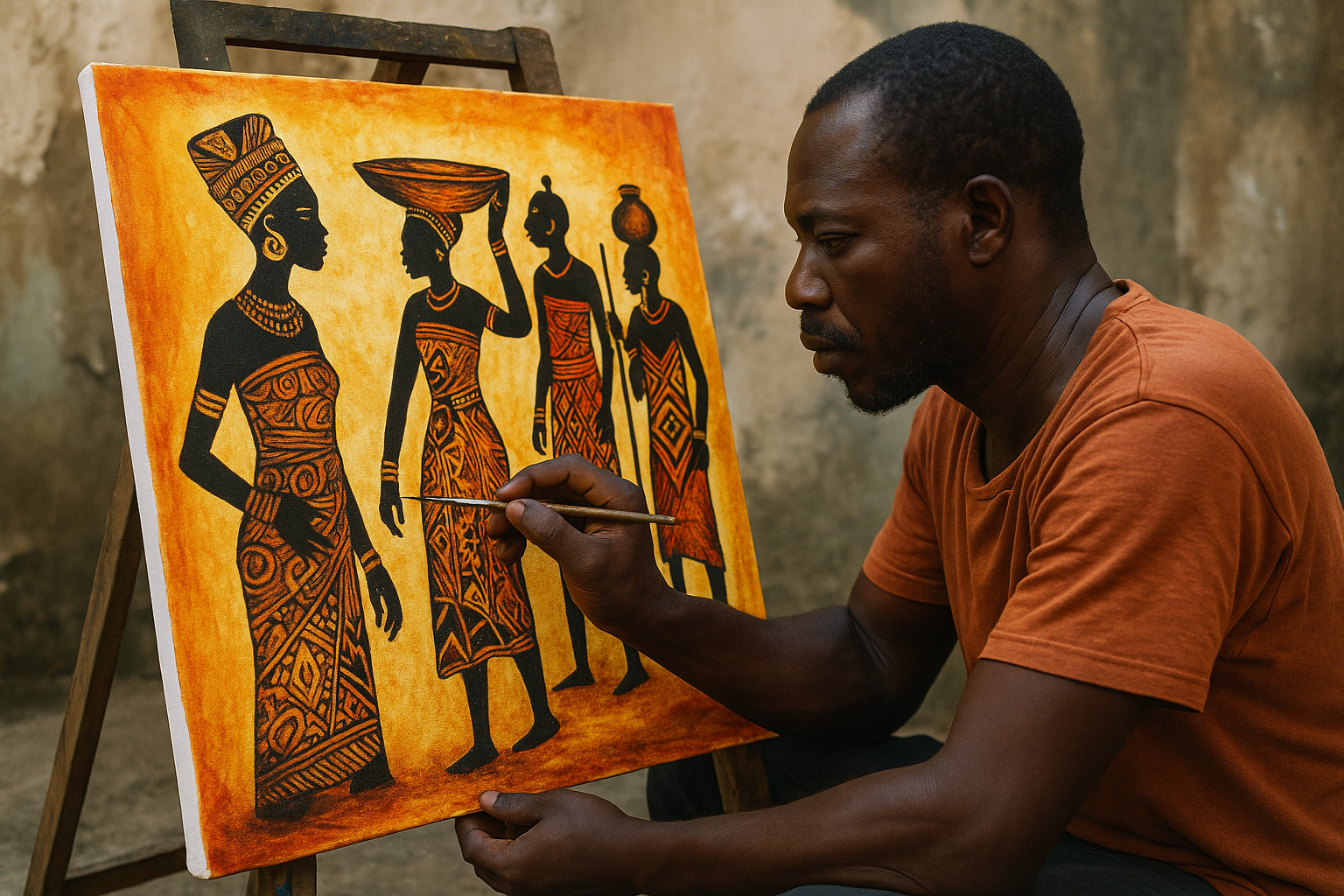 African Artist Painting