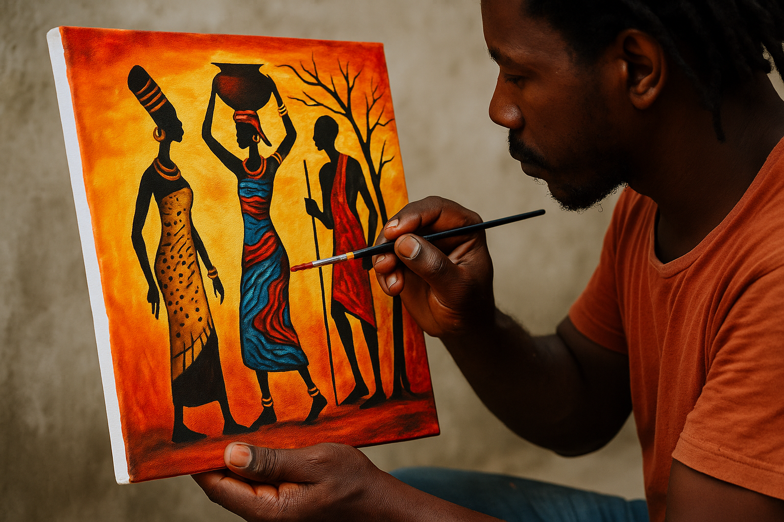 An African Artist Painting Picture