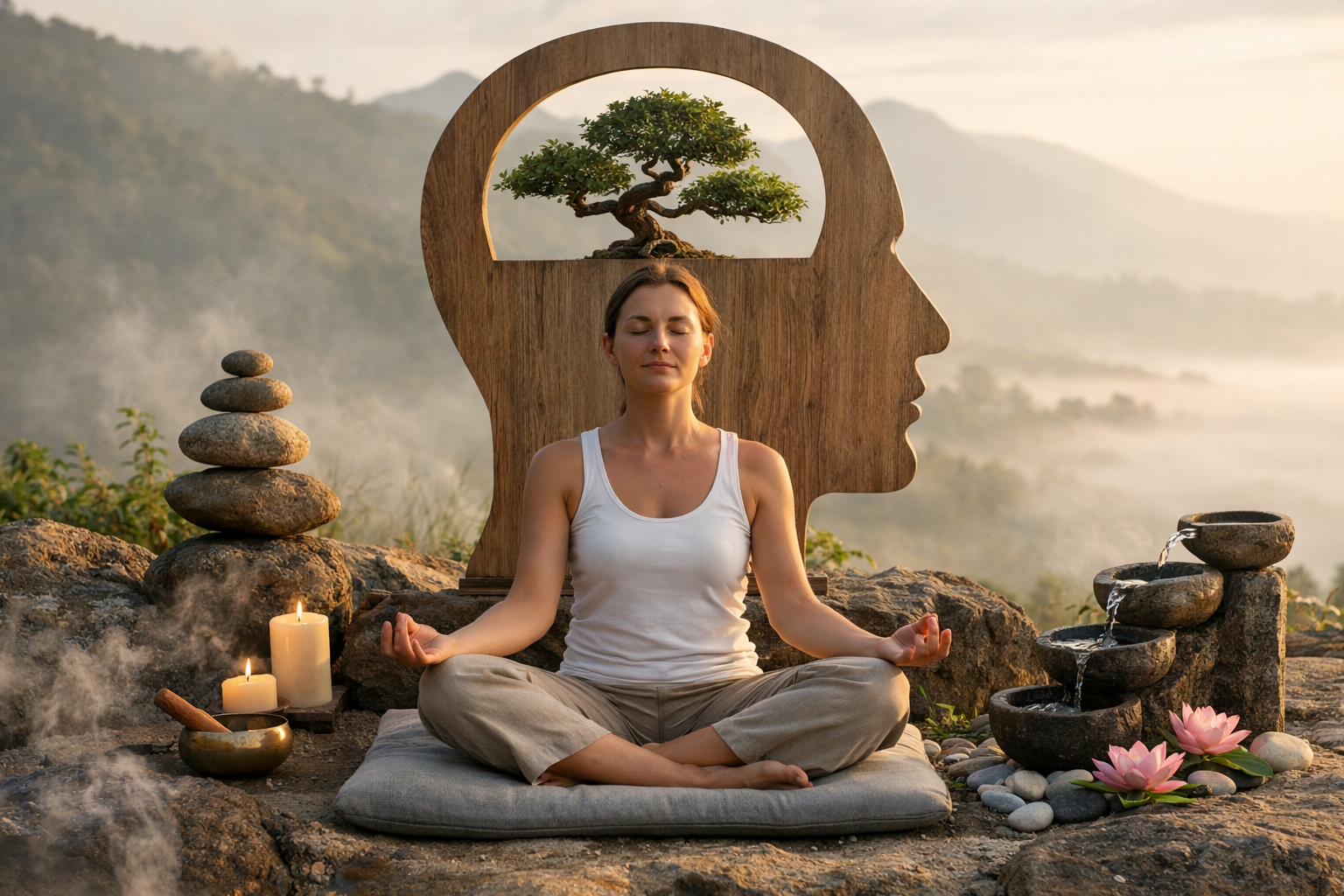 Mmental Health Concept Calm Mind Meditation Scene 1