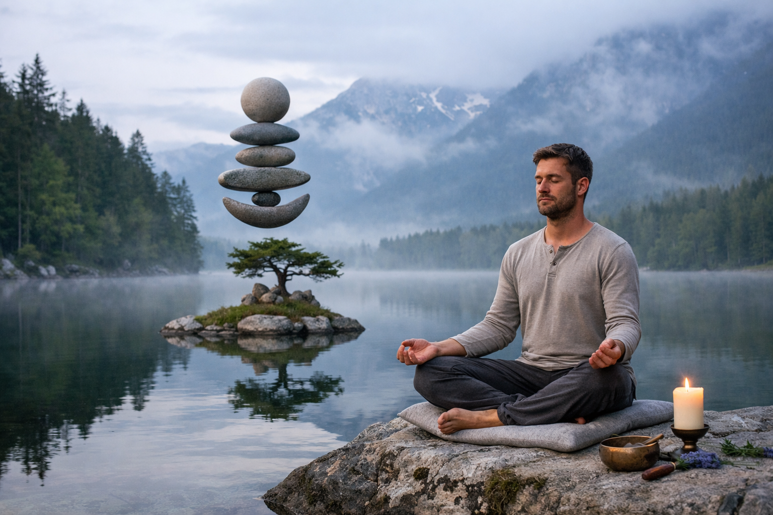 Mmental Health Concept Calm Mind Meditation Scene
